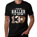 13 Years This Baller Is Now 13 Kids Baseball 13th Birthday  Ribbed Collar T-Shirt