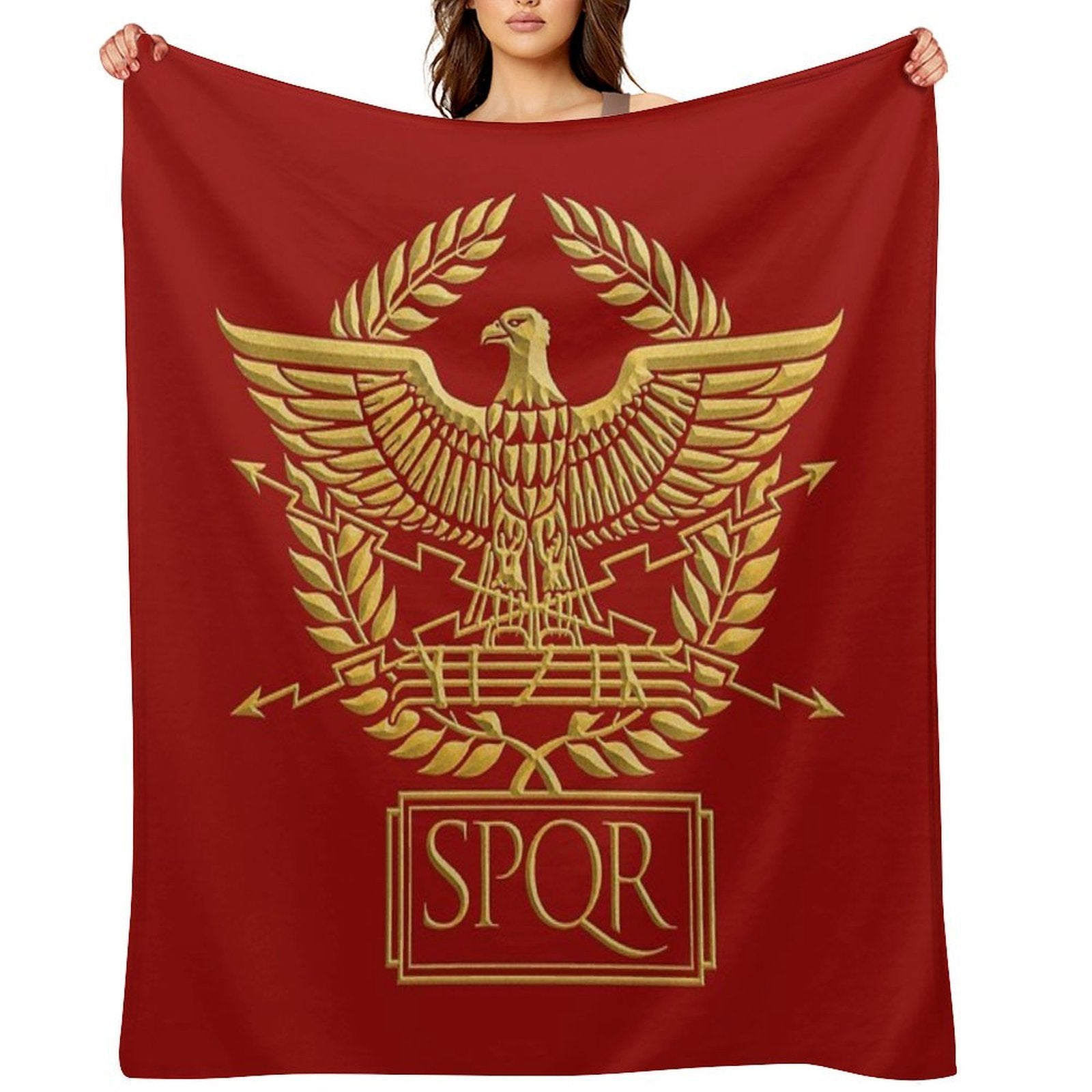 Gold Roman Aquila Eagle SPQR Travel-friendly Throw Blanket