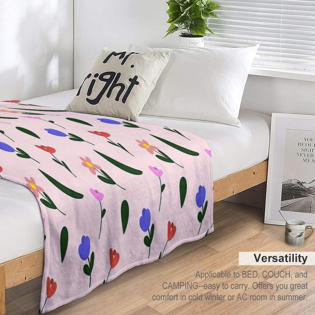Pastel Flower Plush Throw Blanket