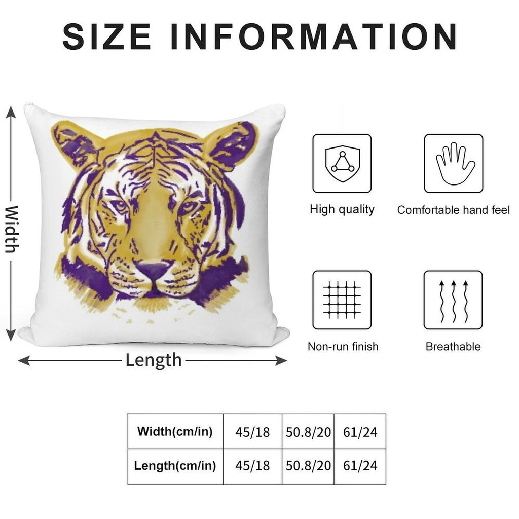 Tiger Full Face Soft Durable Construction Throw Pillow