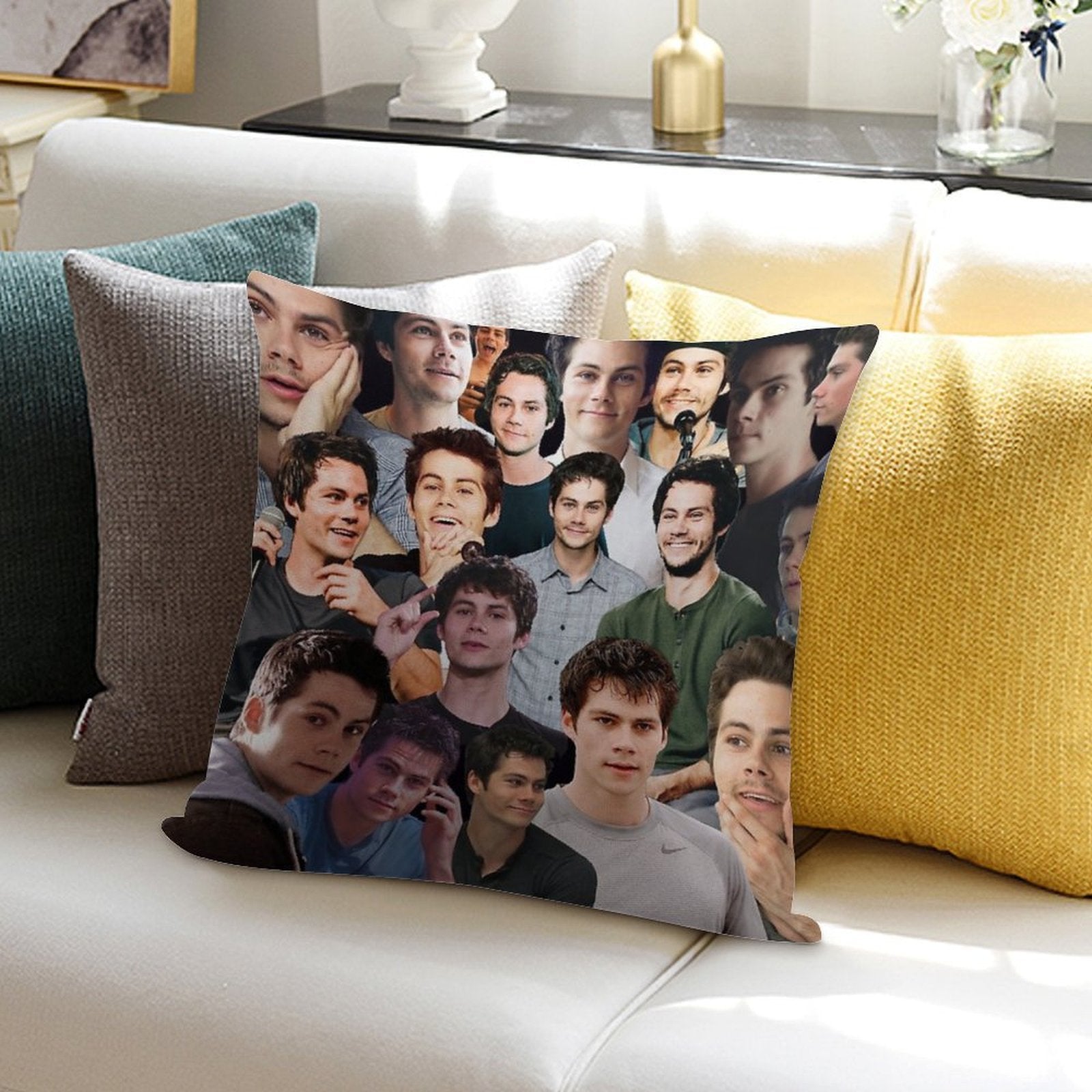 Dylan O’Brien Collage Soft Washable Throw Pillow