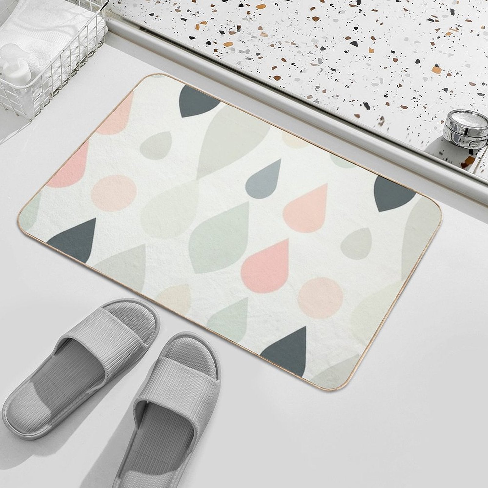 Minimalist Pastel Geometric Art  Stain-Proof Bath Mat