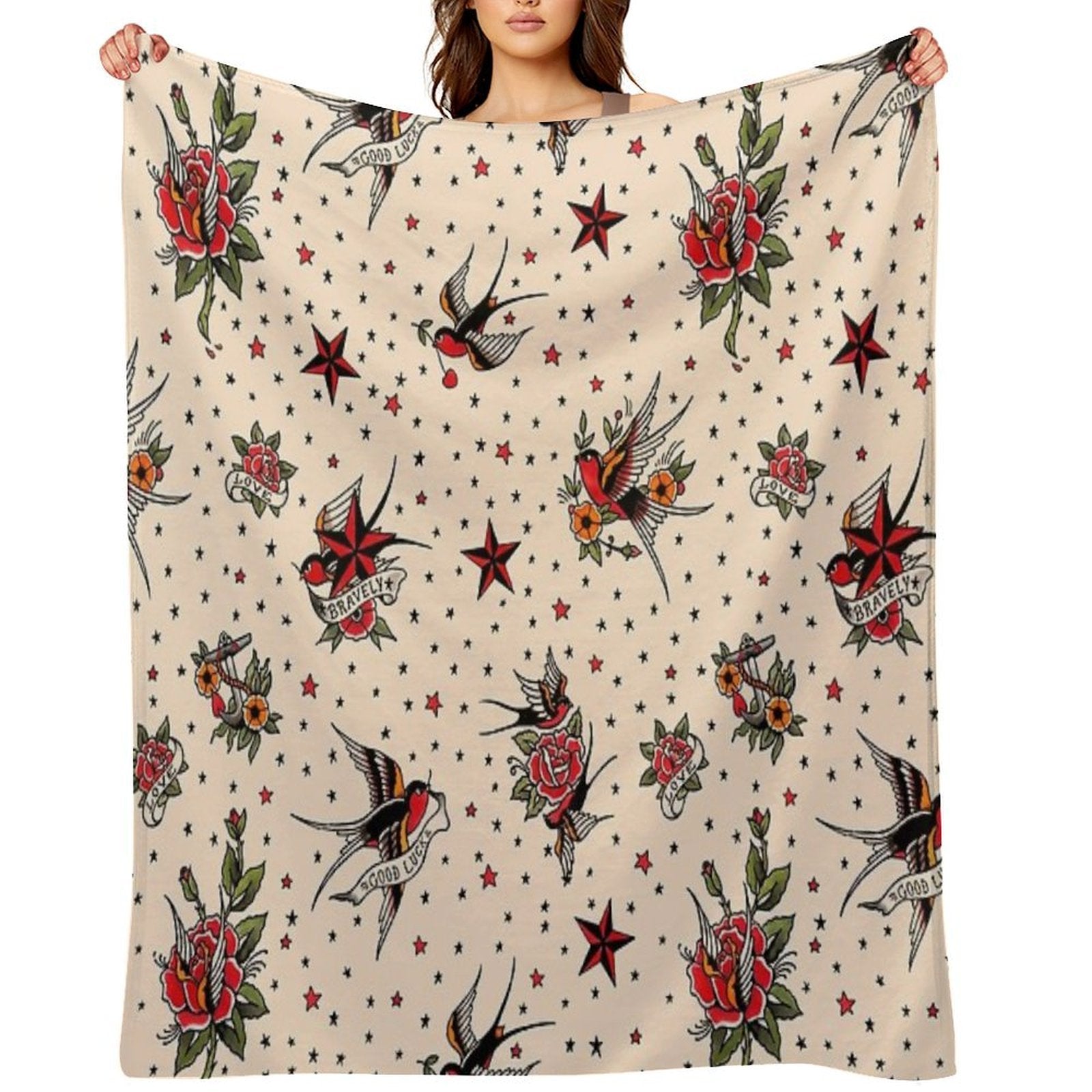 Tattoo Flash Machine-washable Throw Blanket