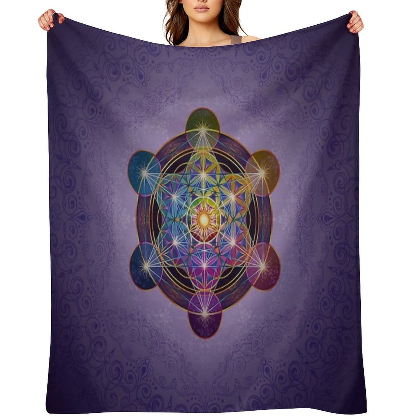 Metatron's Cube Merkabah Machine-washable Throw Blanket