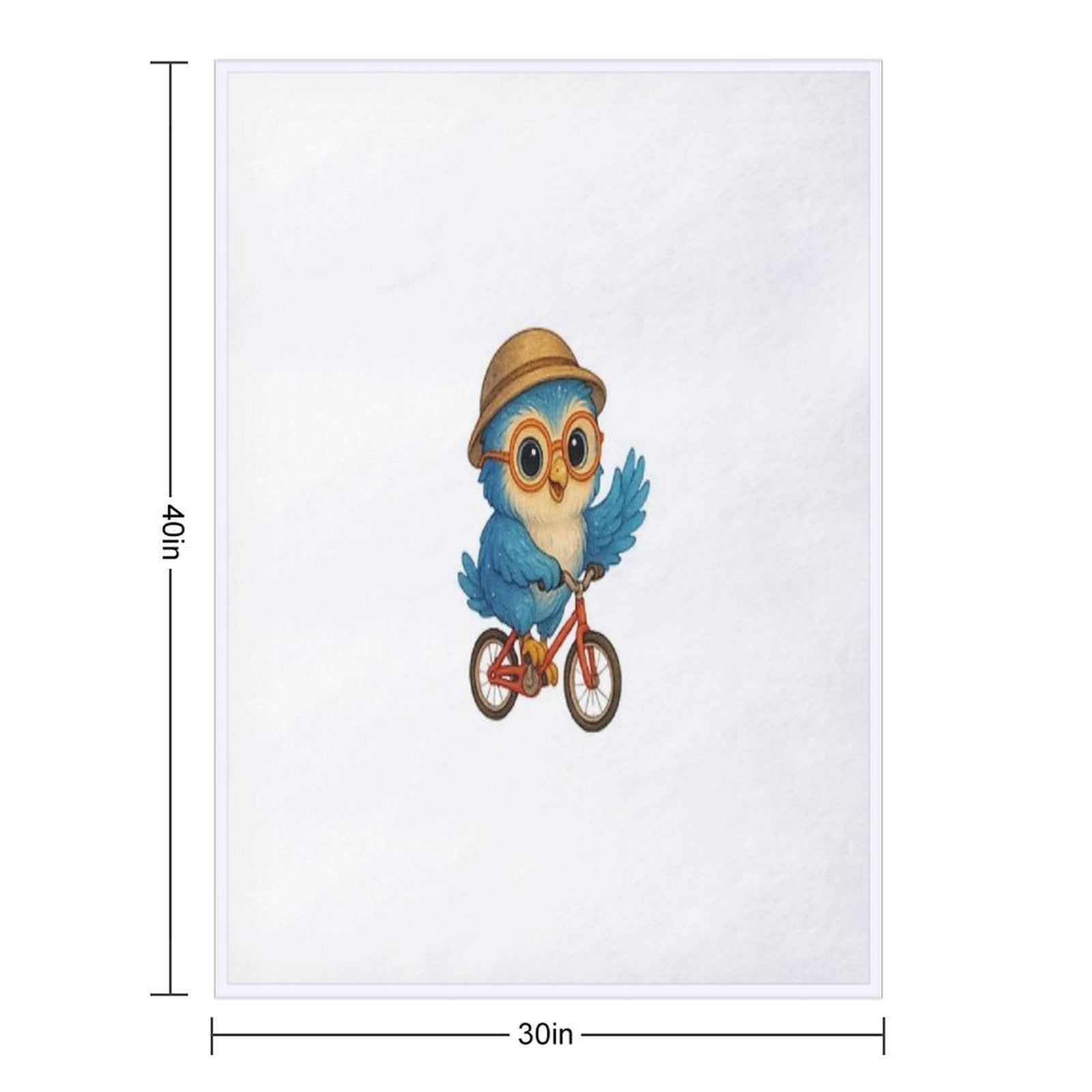 Cute Blue Owl Riding A Bicycle – Kawaii Cartoon Animal Adventure Sustainable Throw Blanket