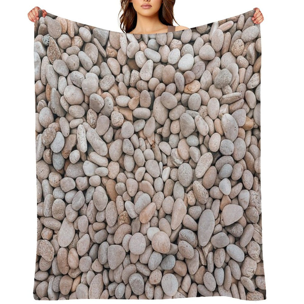 Cream Natural Pebbles Rocks Easy Care Throw Blanket