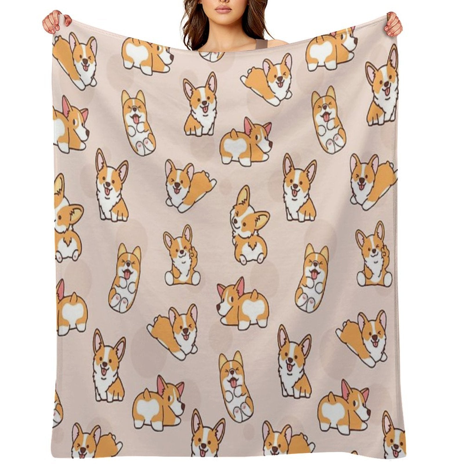 Corgi Puppy Fun Quick-dry Throw Blanket