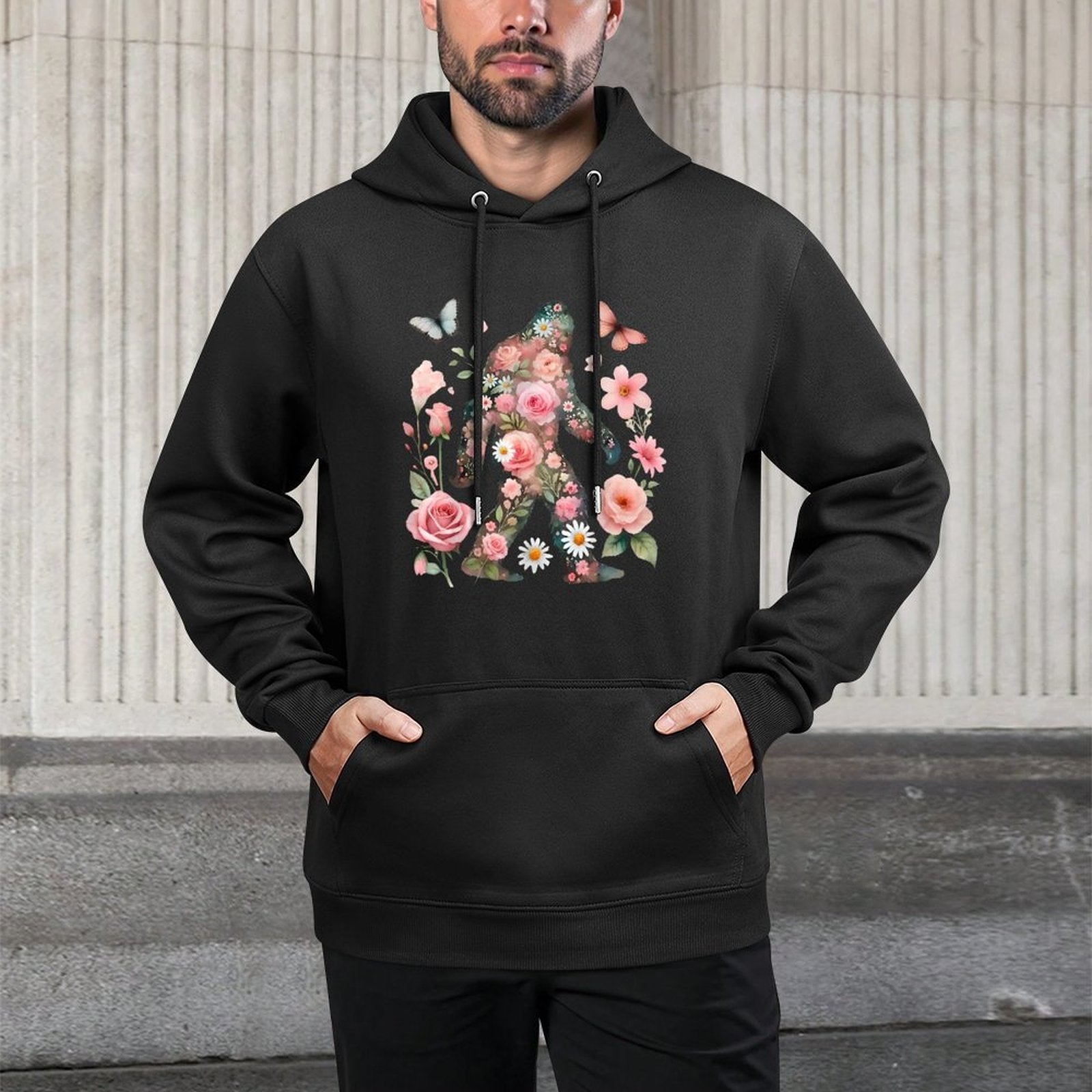 Floral Bigfoot Vintage Colorful Flowers Sasquatch Lover Versatile Streetwear Hoodie