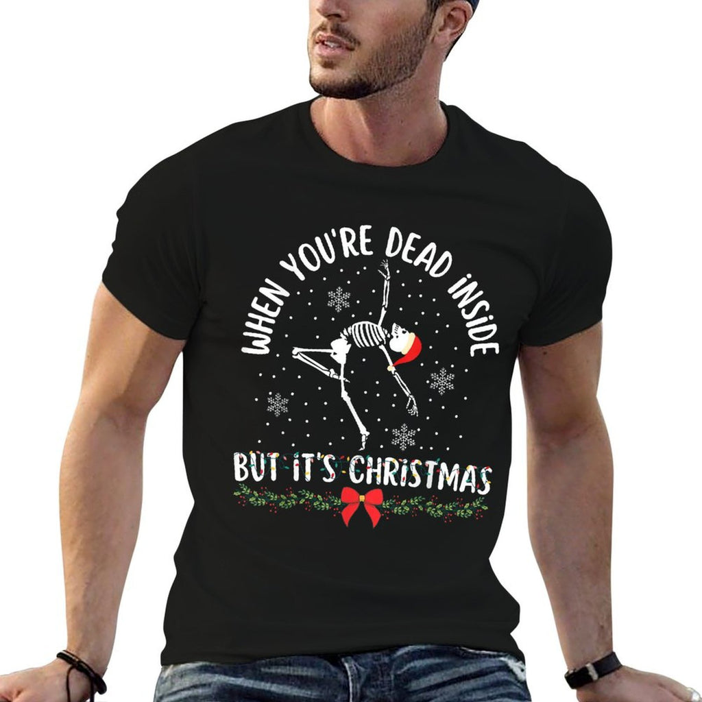 When Youre Dead Inside But Its Christmas Skeleton Hat  Oversized Silhouette T-Shirt