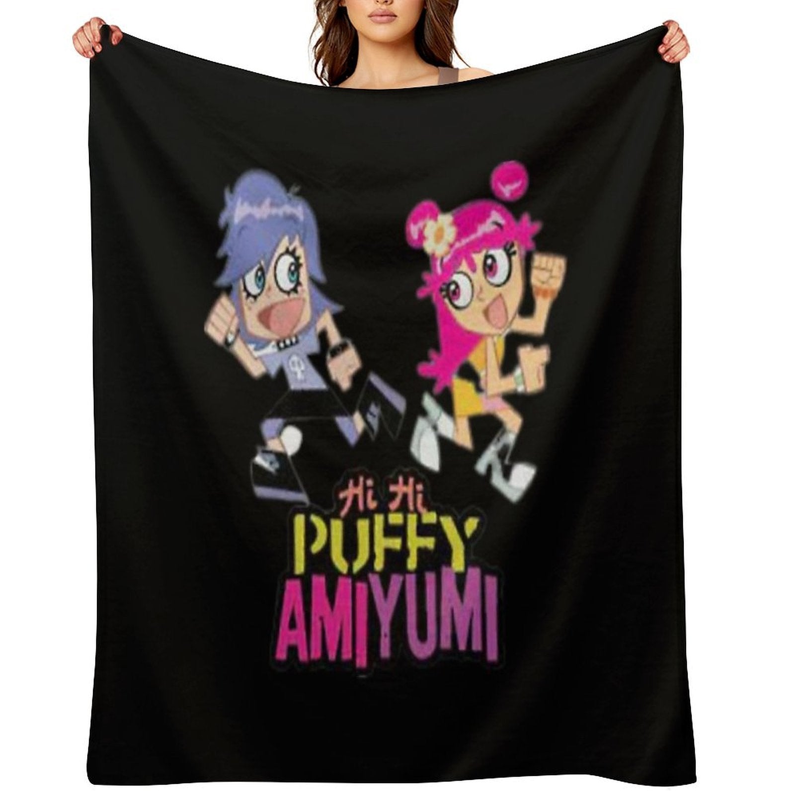 Hi Hi Puffy AmiYumi  - Hi!hi! Puffy Amiyumi   - AmiYumi Show! Drawstring Travel-friendly Throw Blanket
