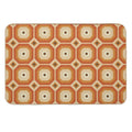 Brown, Orange And Ivory Geometric Retro Octagon Pattern  Easy To Clean Bath Mat