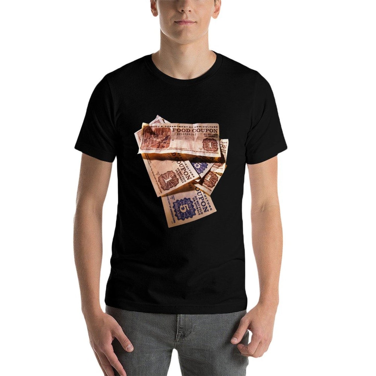 Food Stamp Funny Gangster Food Stamps Retro 80s 90s Squad  Polyester Blend T-Shirt