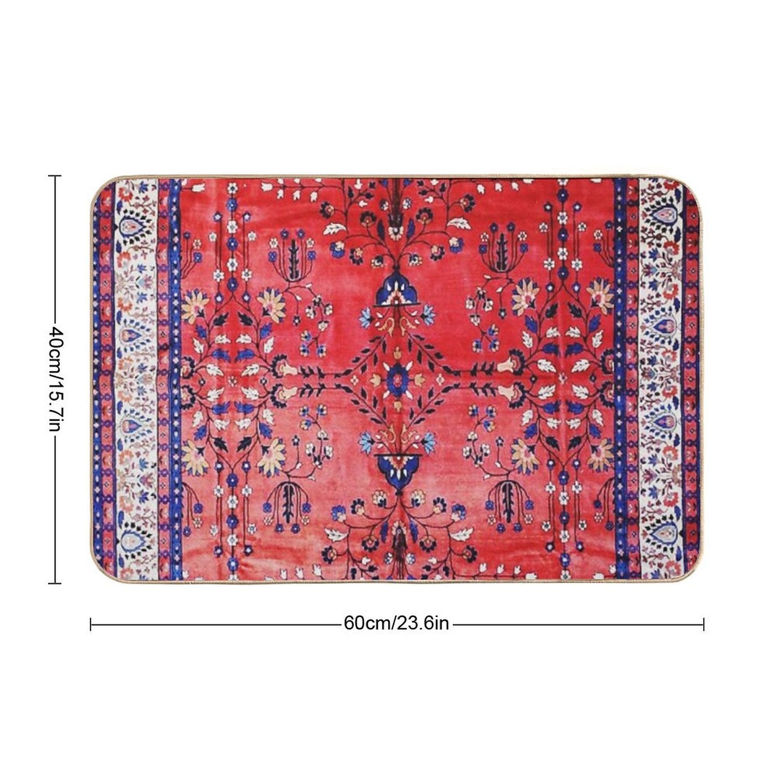 Antique Tabriz Persian Rug Print With Red Field  Pet-Safe Bath Mat