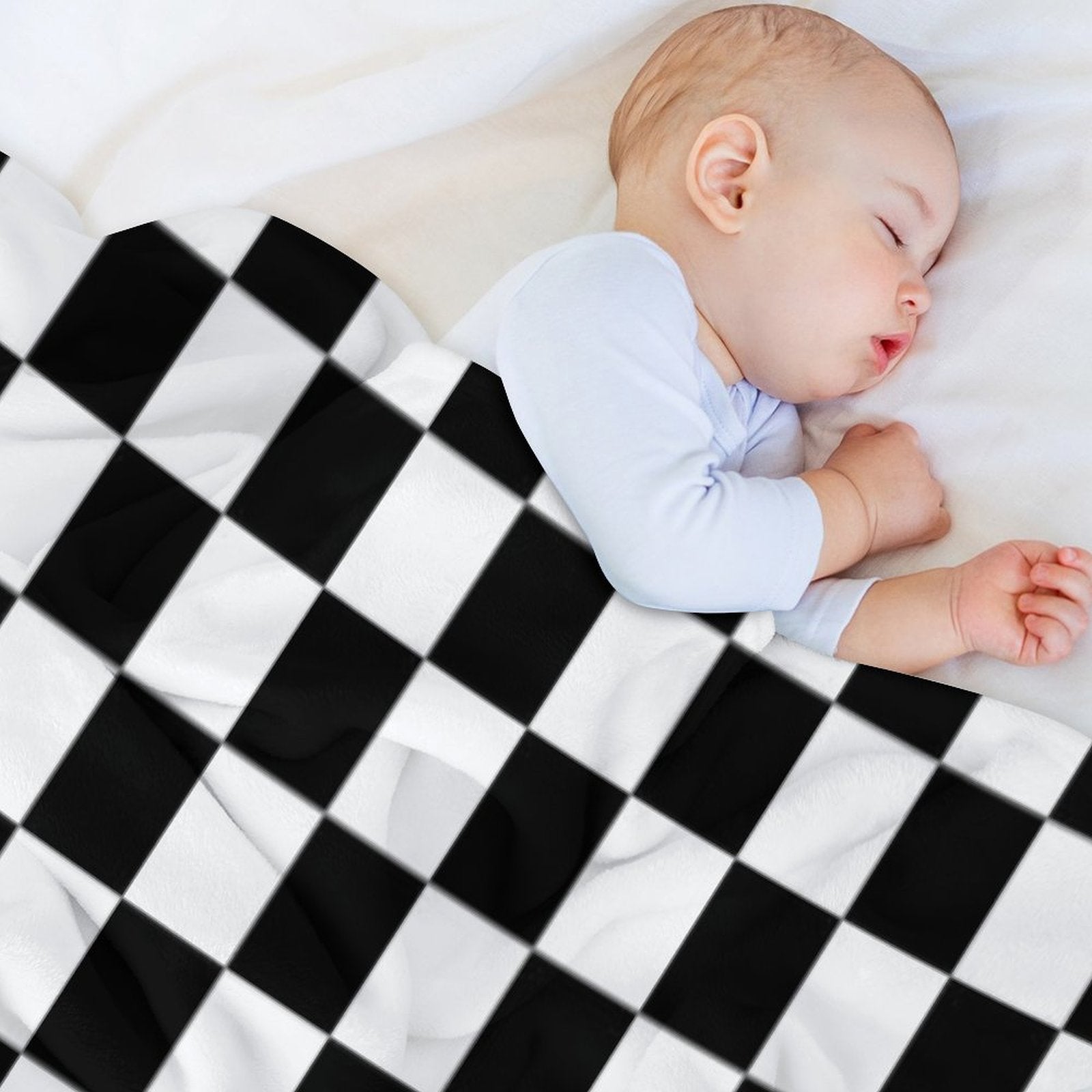Black And White Checkered Velvety-soft Throw Blanket