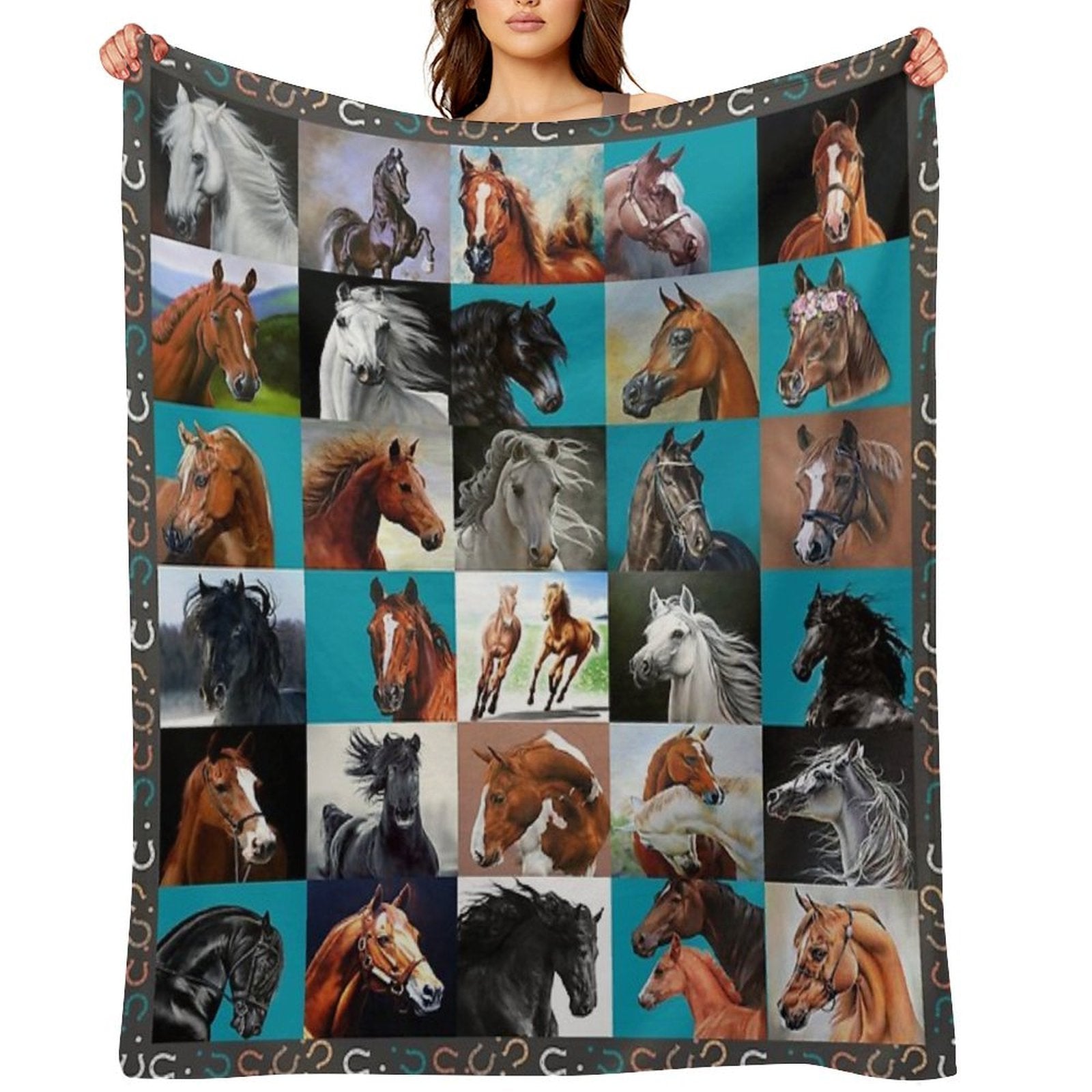 Horse Blanket Plush Throw Blanket