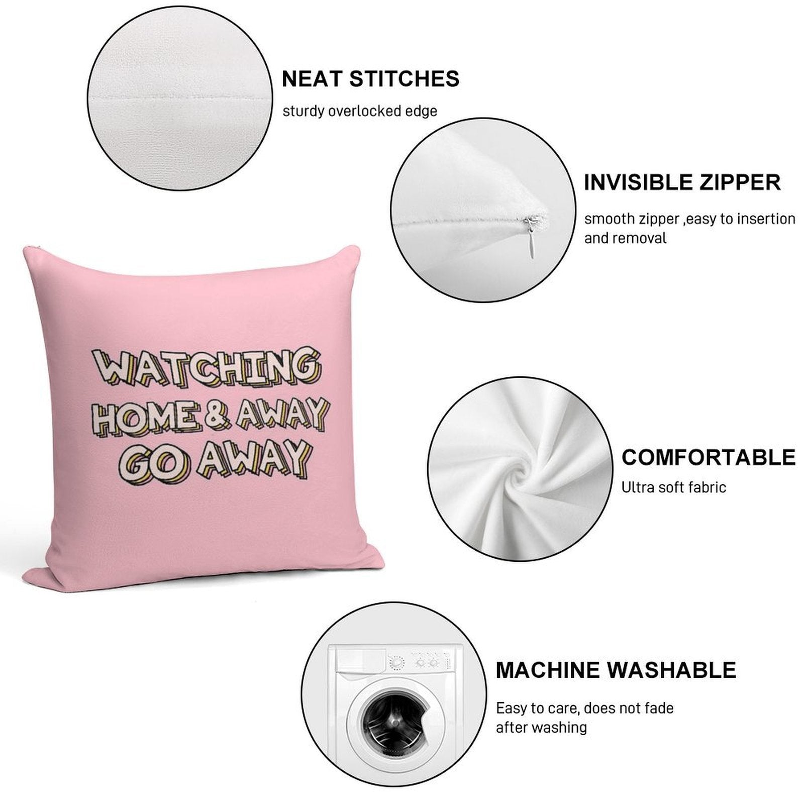 Watching Home & Away Go Away Soft Short Plush Fabric Throw Pillow