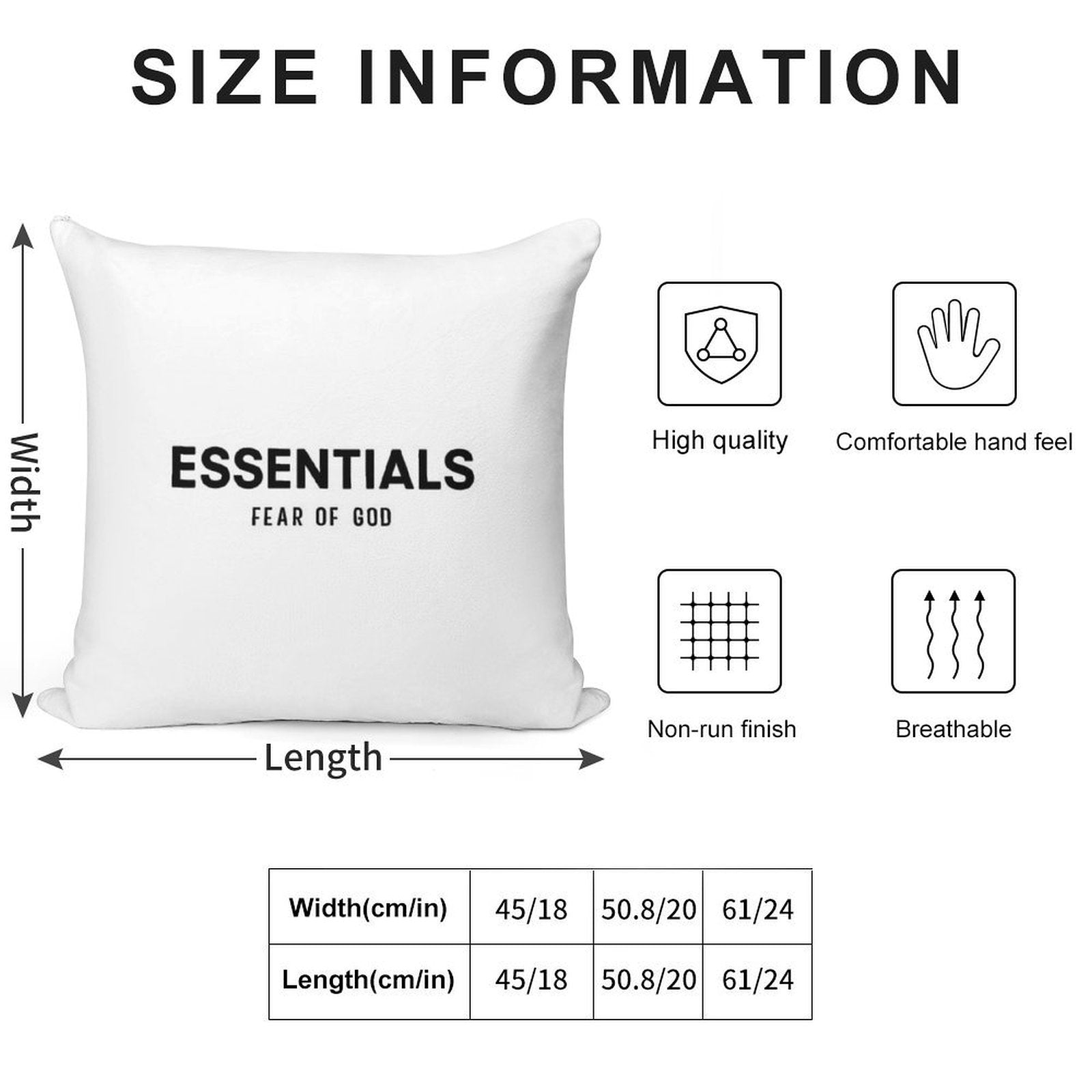 Essential Black Font Soft Washable Throw Pillow