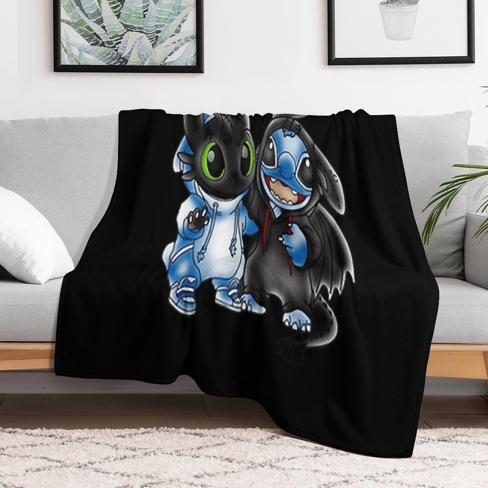 Stitch And Toothless Change Uniform Costume Uniform Quick-dry Throw Blanket