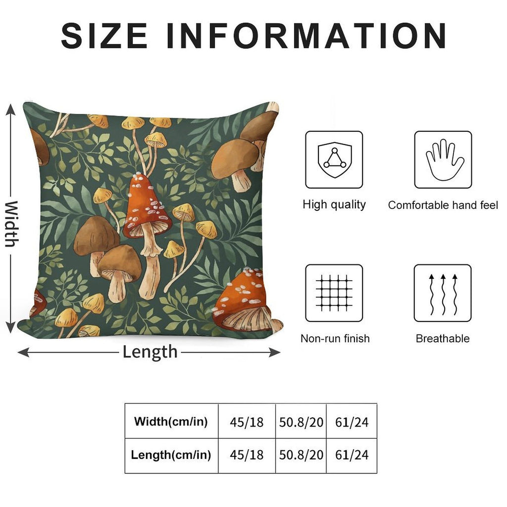 Woodland Mushroom Spray Soft Washable Throw Pillow