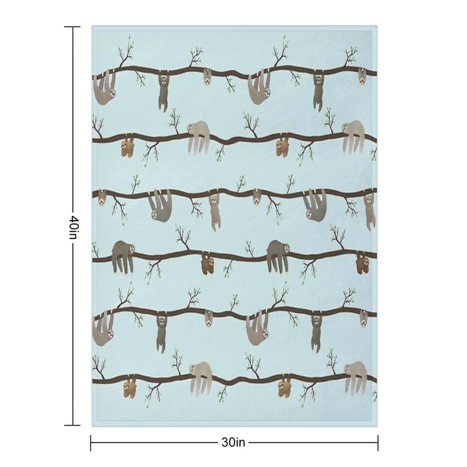 Sloths (blue) Shrink-resistant Throw Blanket