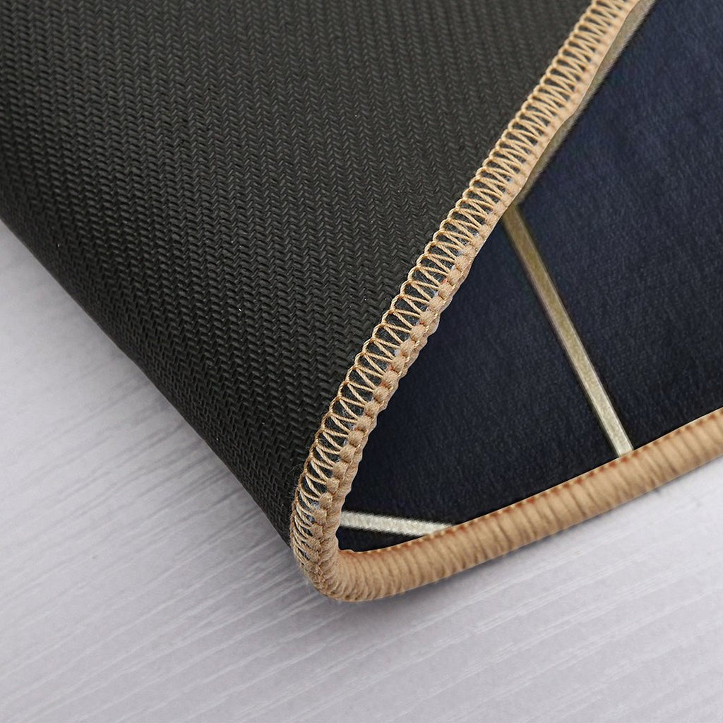 Gold Cubes on Navy Blue  Dirt-Trapping Bath Mat