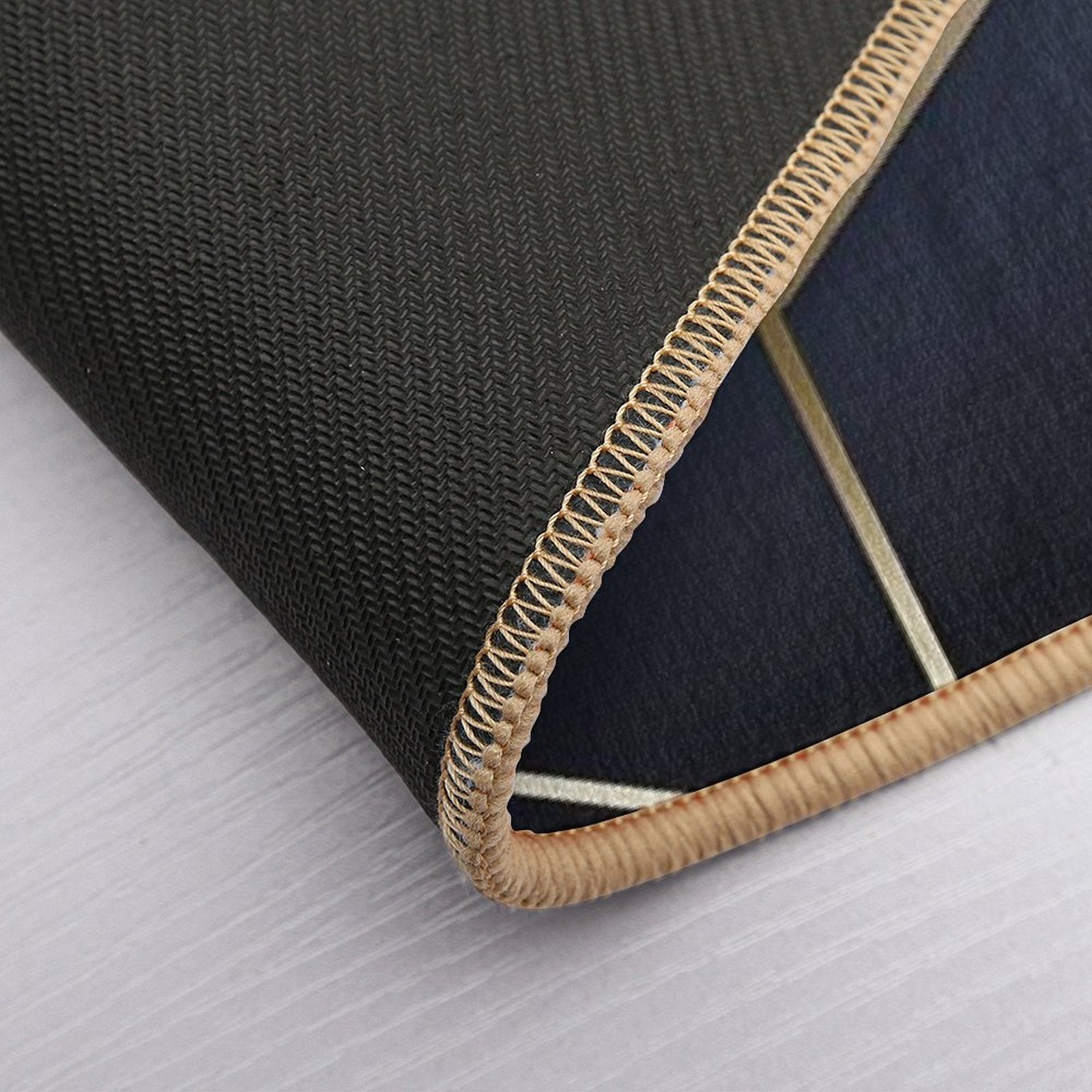 Gold Cubes on Navy Blue  Dirt-Trapping Bath Mat
