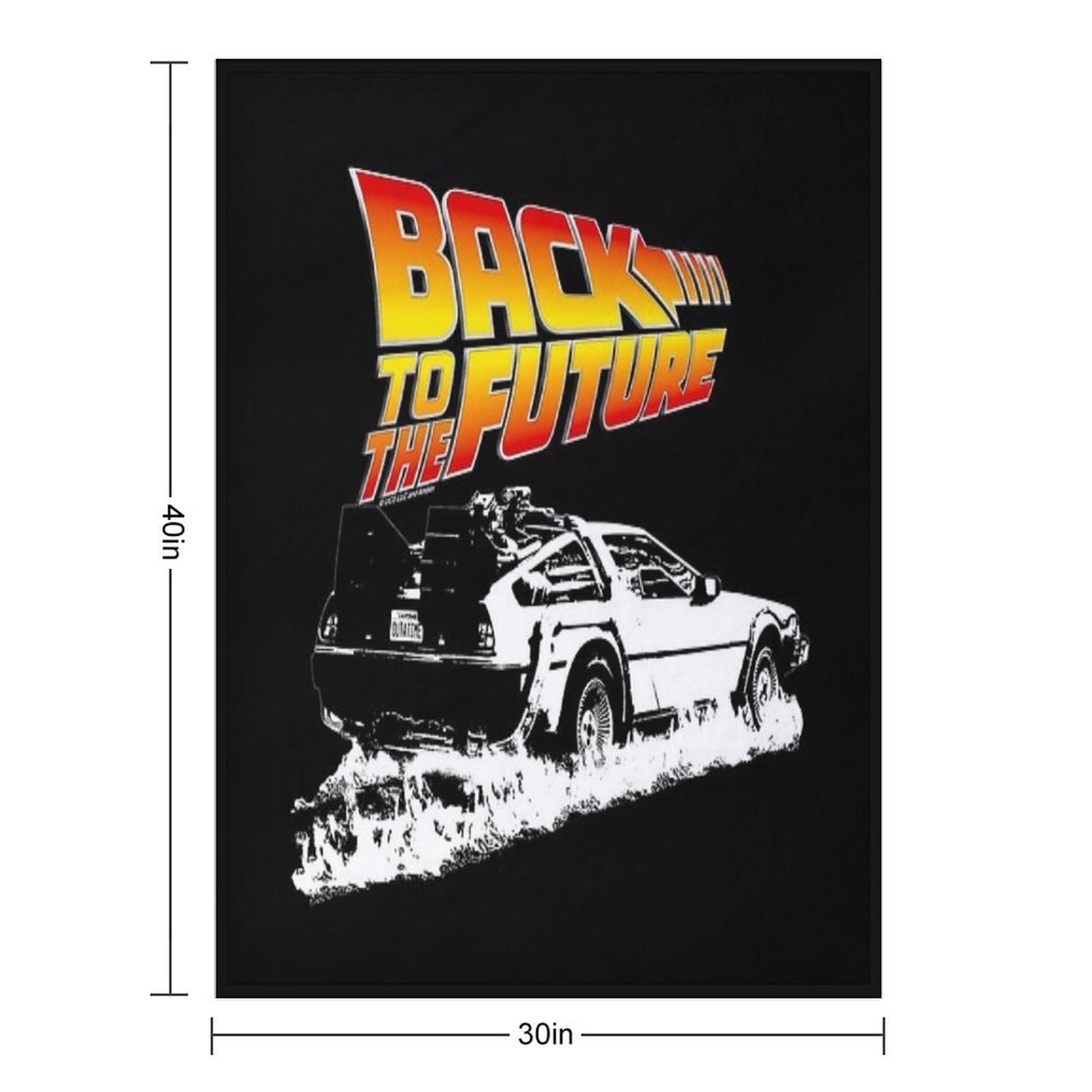 Back to The Future - DeLorean Fire Tracks White Stencil Fan Art Sustainable Throw Blanket