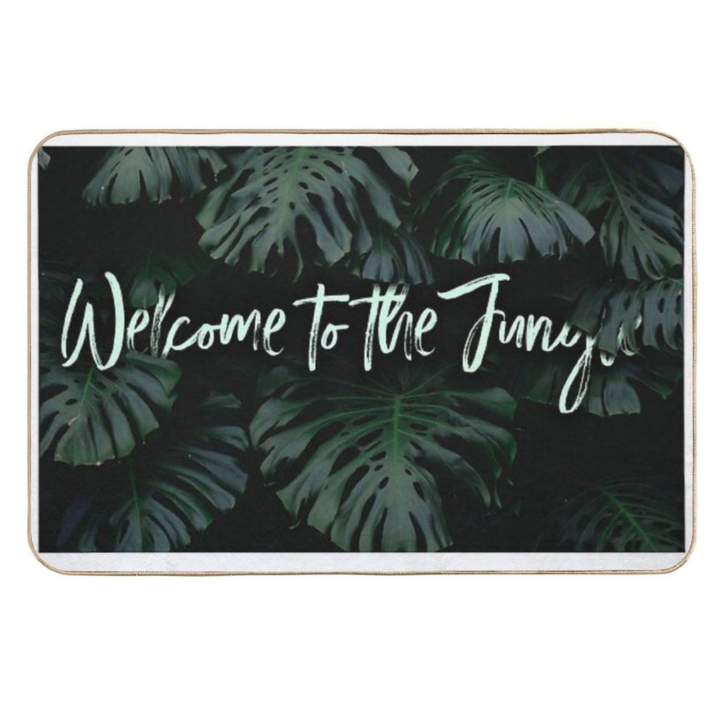 Welcome to The Jungle  Tropical Digital Collage  Long-Lasting Bath Mat