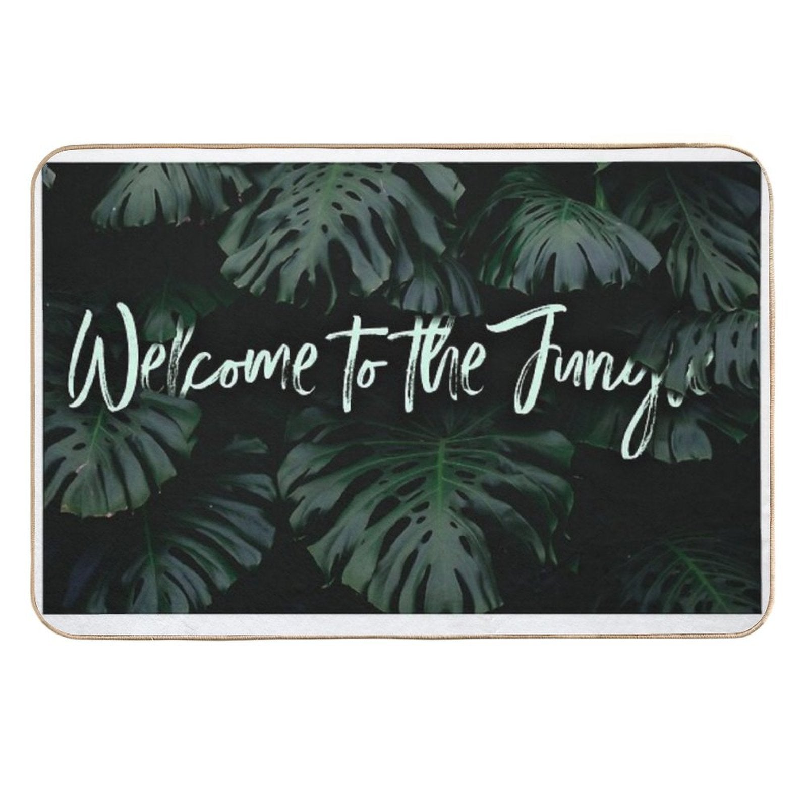 Welcome to The Jungle  Tropical Digital Collage  Long-Lasting Bath Mat