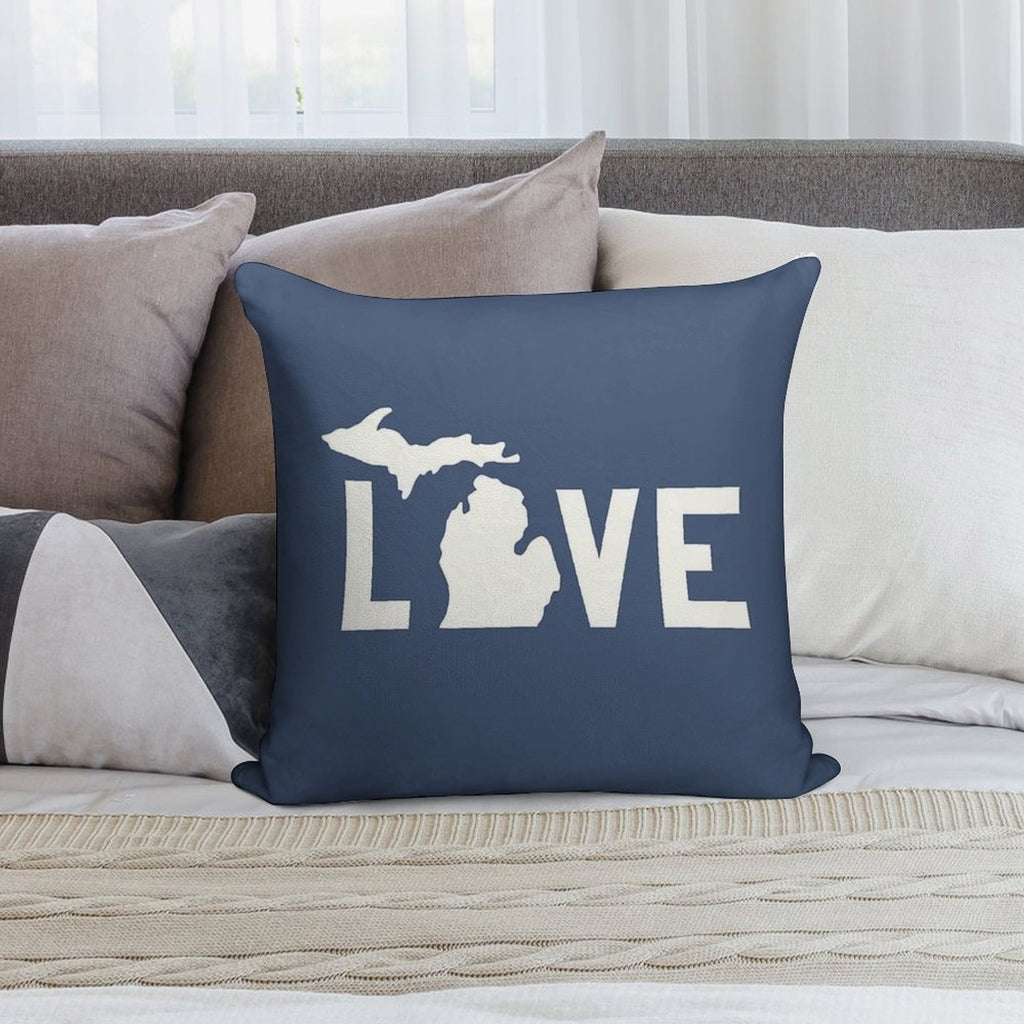 Michigan Love - All White Soft Fade-Resistant Throw Pillow