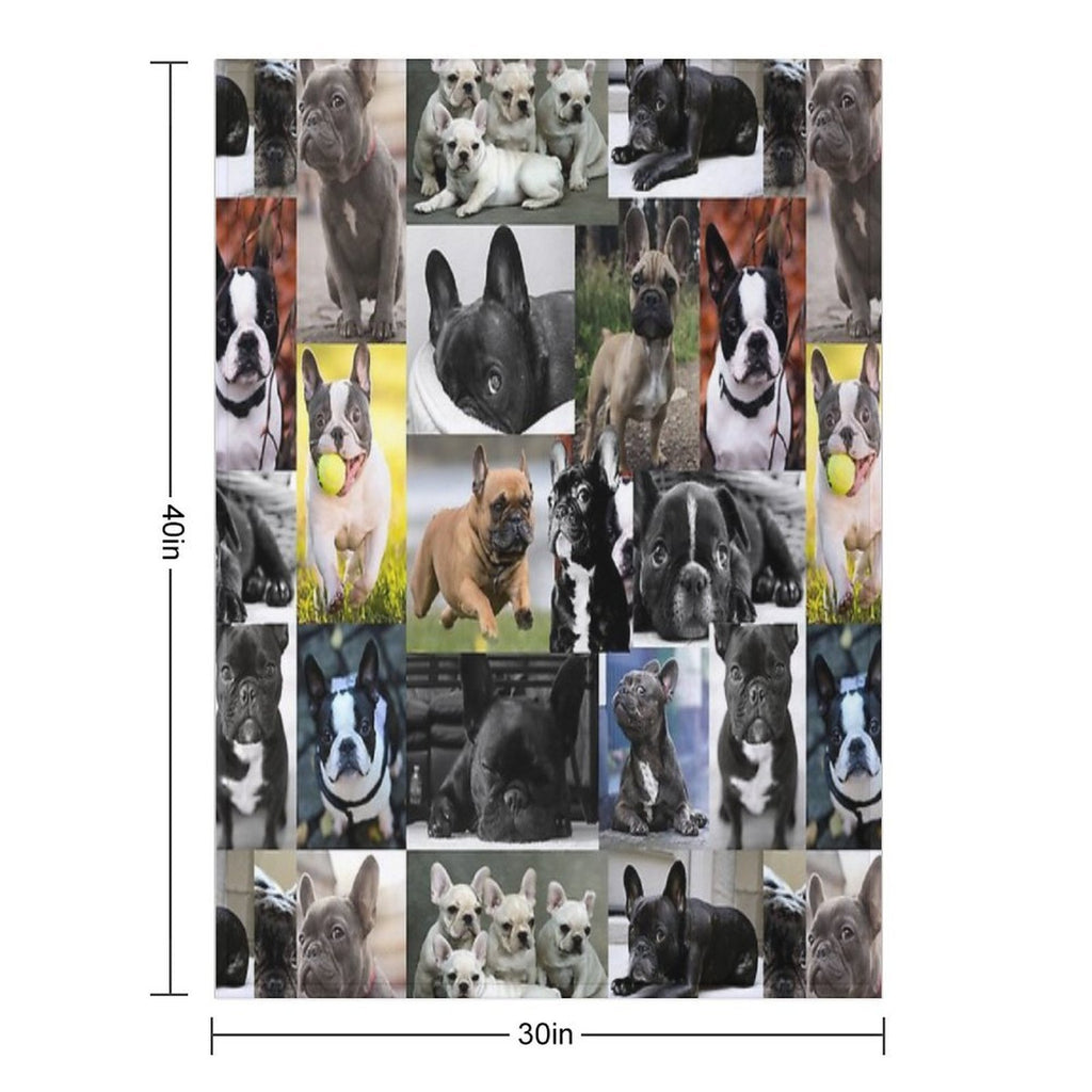 French Bulldog Dog Breed Collage Anti-pilling Throw Blanket