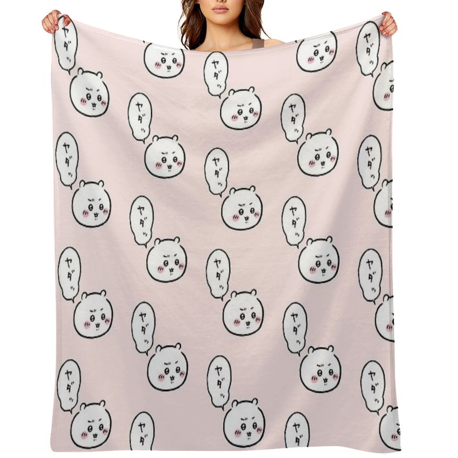 Chiikawa - Yada! No Way ちいかわ  Hachiware Usagi ハチワレ, うさぎ  Cute Kawaii Characters Bear Cat Rabbit Machine-washable Throw Blanket