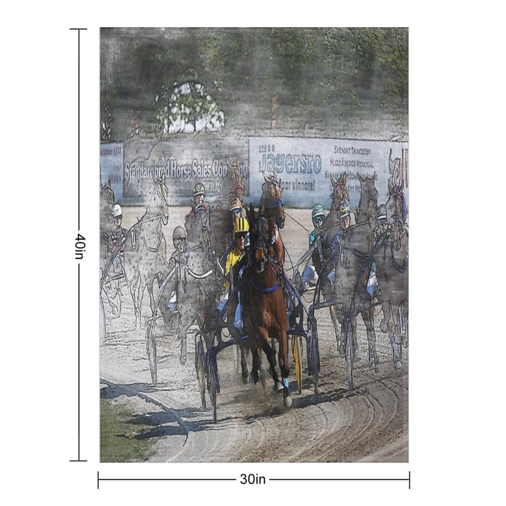 Harness Horse Cart Racing - Pencil, Original Compact Throw Blanket
