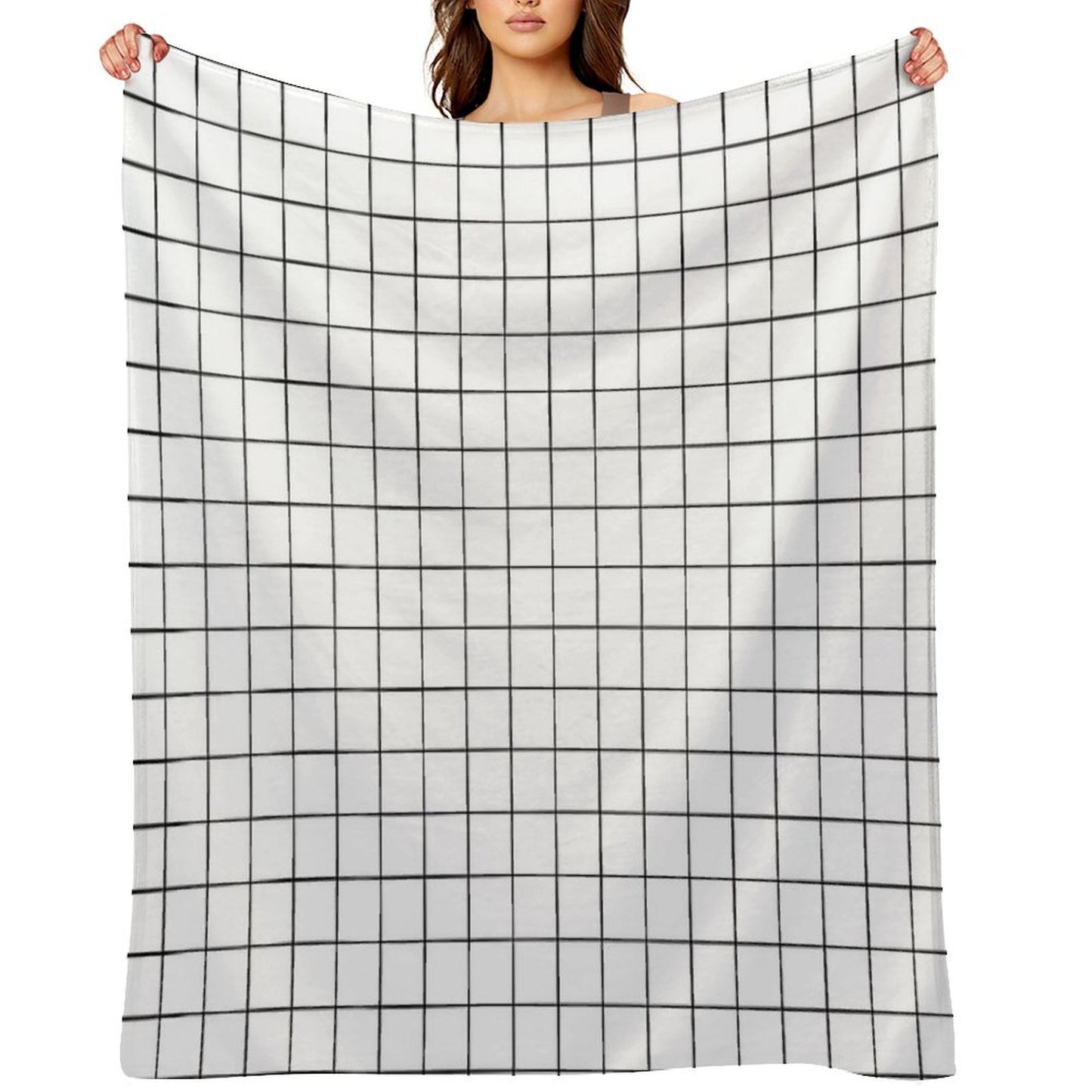White Grid Wrinkle-free Throw Blanket