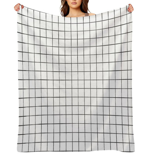 White Grid Wrinkle-free Throw Blanket