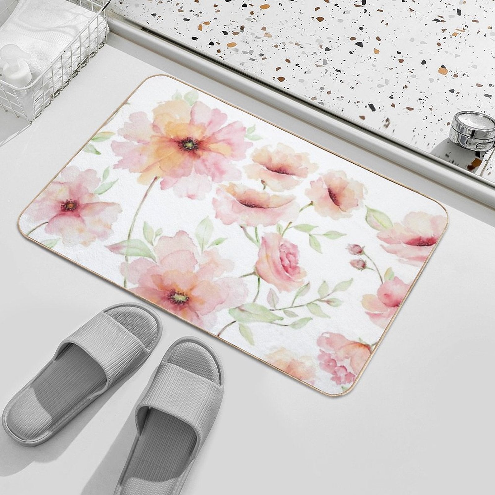 Summer Blush Florals C  Versatile Bath Mat
