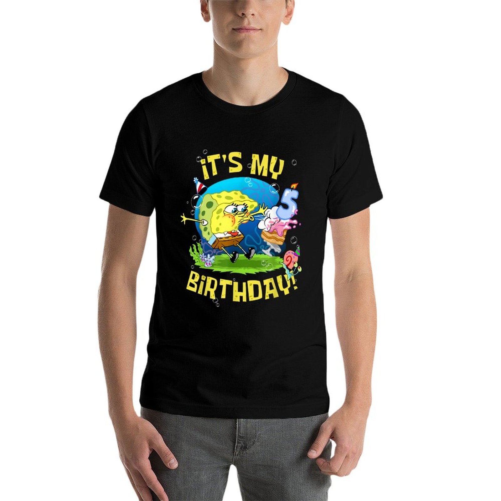 Mademark X SpongeBob SquarePants - Spongebob It's My 5th Birthday Cake B-Day Kids Spongebob  Easy-care T-Shirt