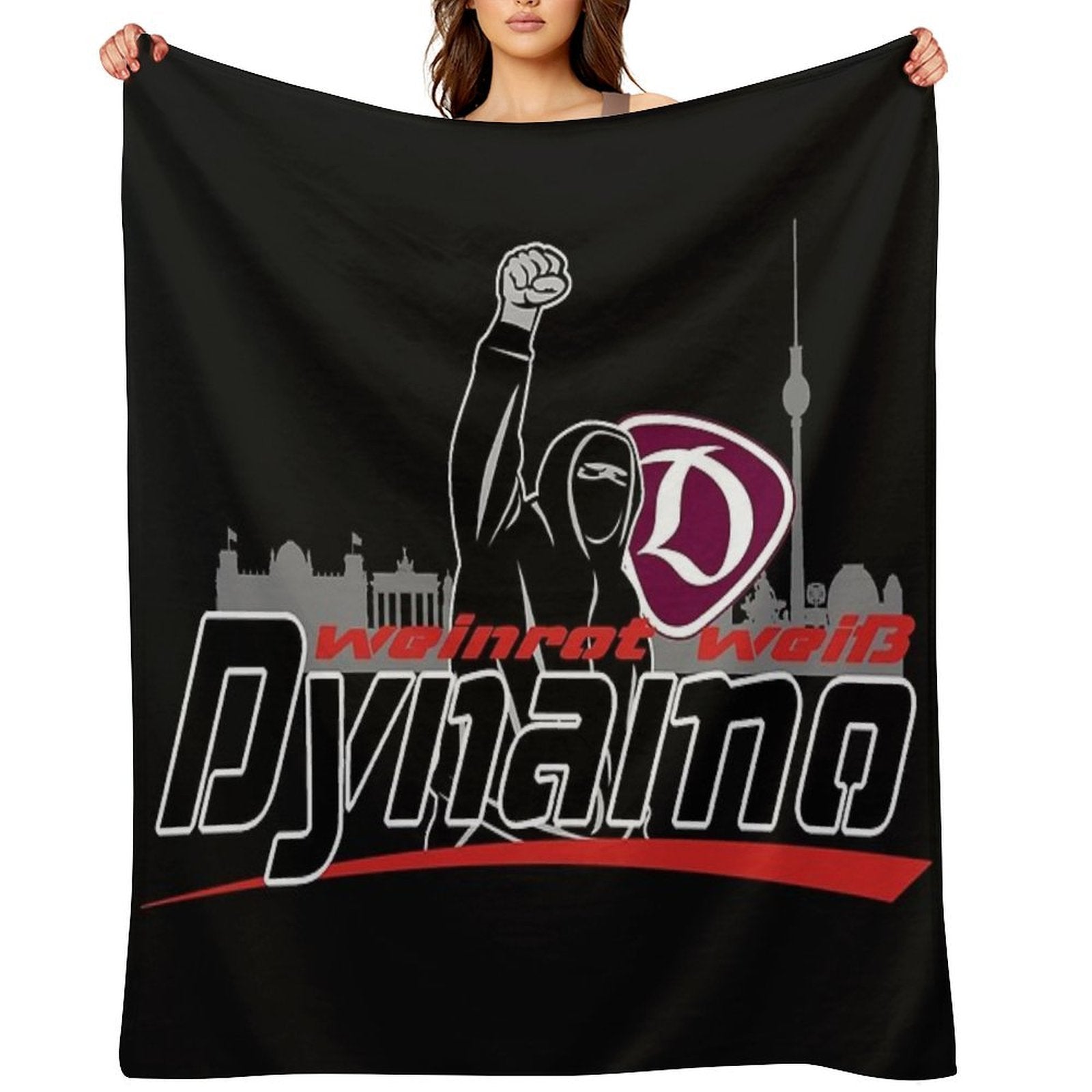 Burgundy White Dynamo Plush Throw Blanket
