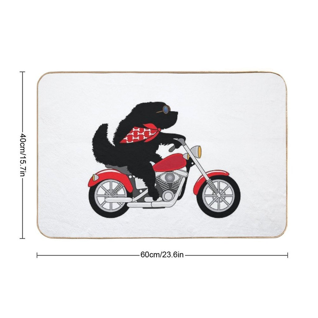 Just A Newfie Riding A Motorcycle  Repositionable Bath Mat