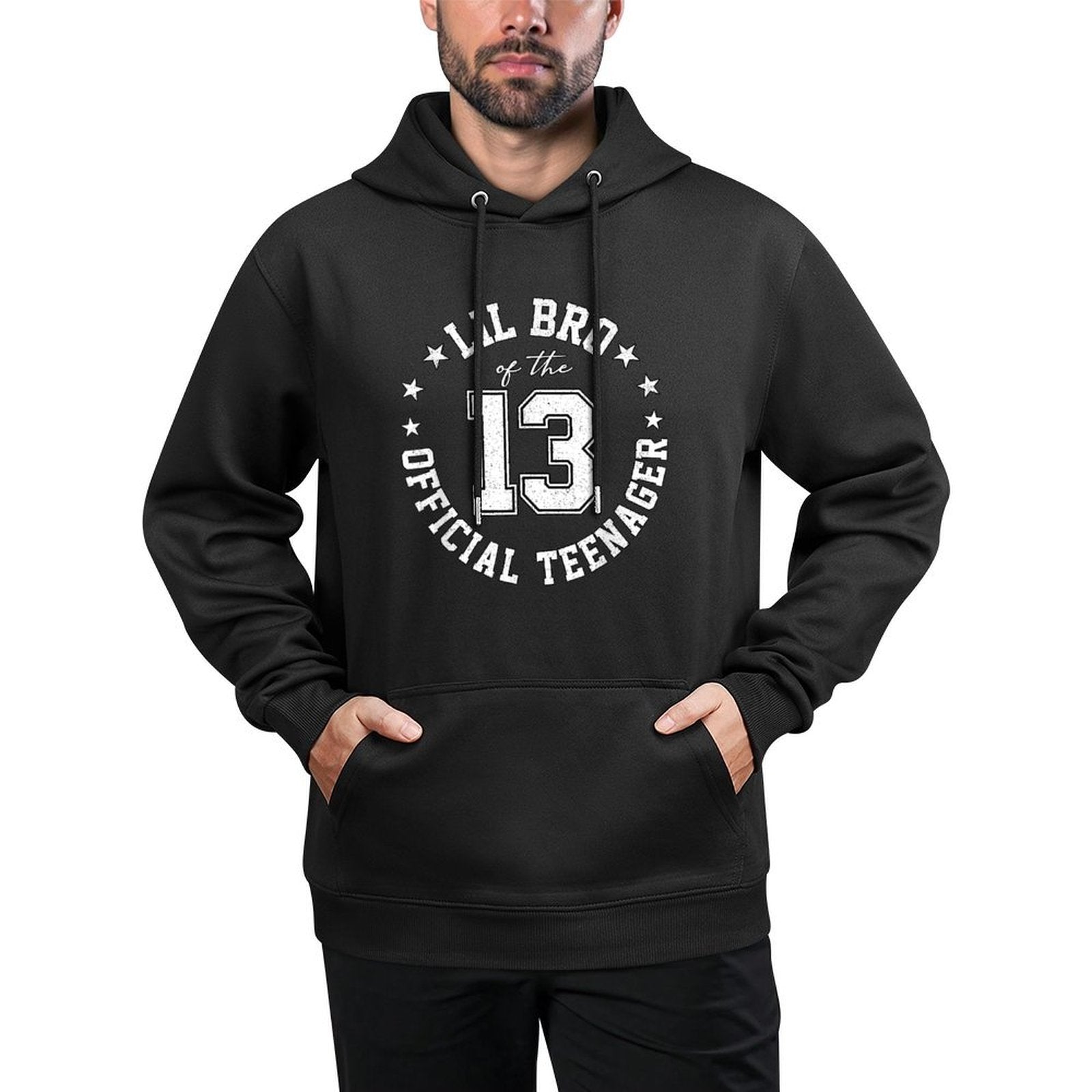 Lil Bro Of The Officialnager 13 Year Old 13th Birthday Medium-Weight Fabric Hoodie