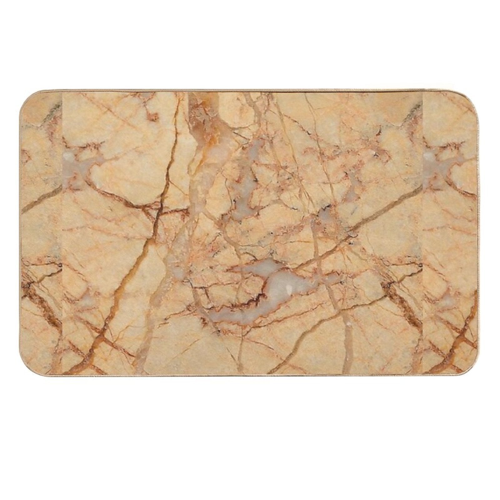 Beige Brown Marble Pattern  Non-Slip Bath Mat