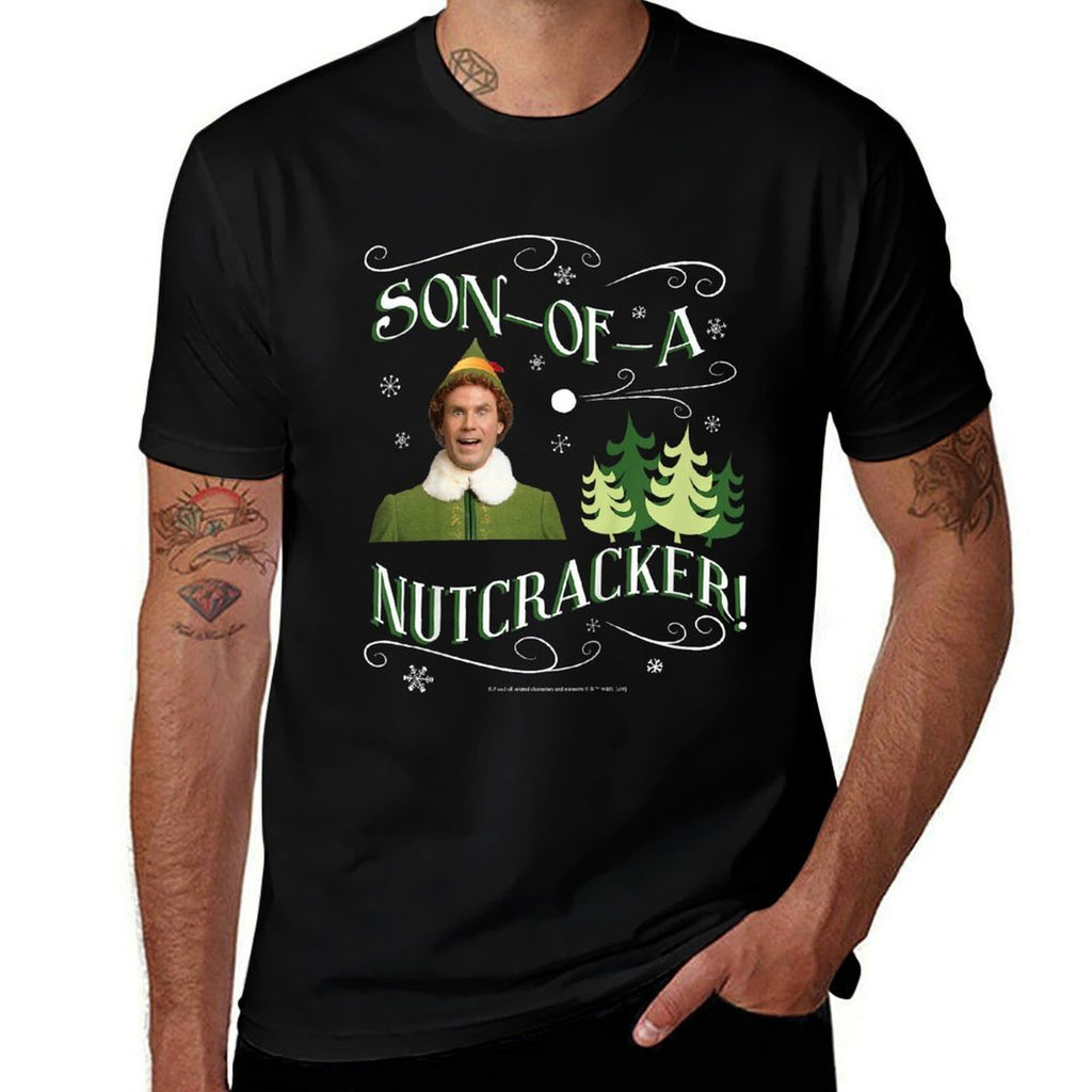 Kids Elf Buddy Son-Of-A-Nutcracker Tree Text Poster  Oversized Silhouette T-Shirt