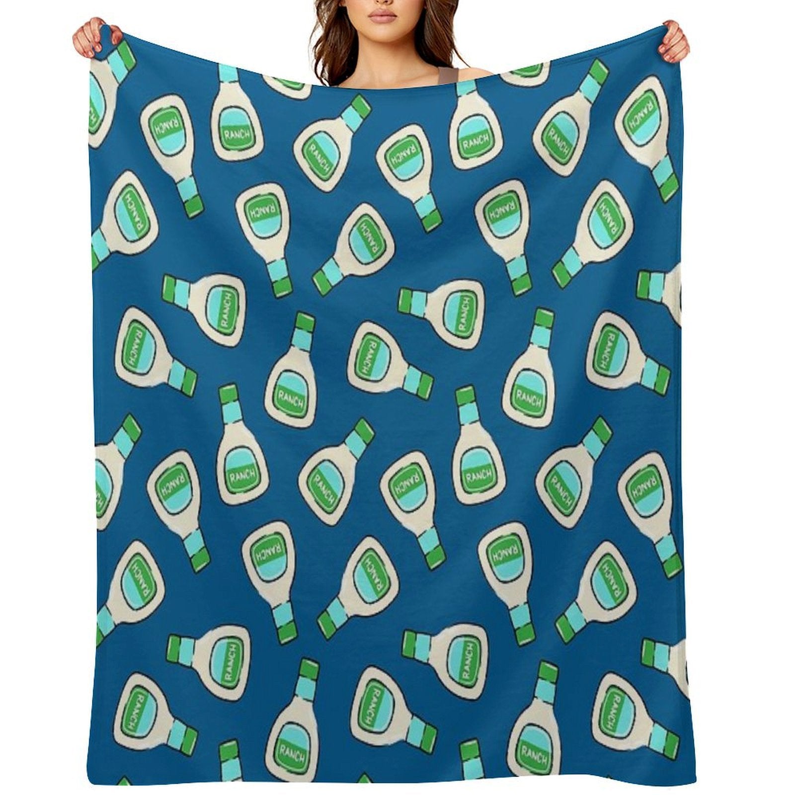 Ranch - Salad Dressing Bottle (blue) Wrinkle-free Throw Blanket