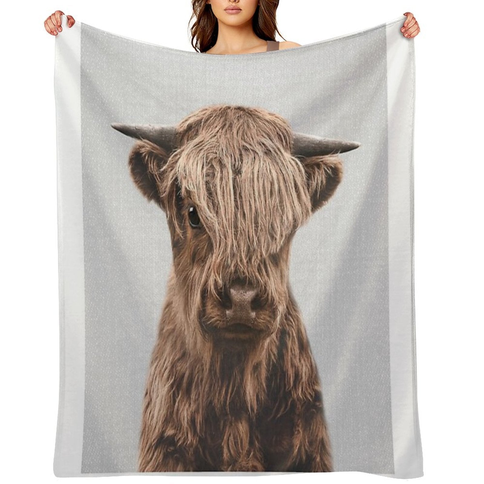 Highland Calf - Colorful Shrink-resistant Throw Blanket