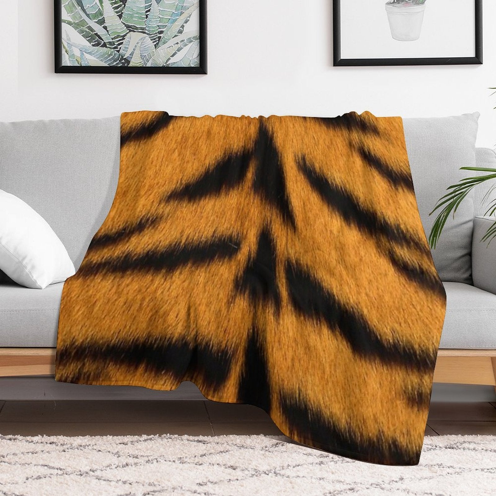 Tiger Print Design Wrinkle-free Throw Blanket