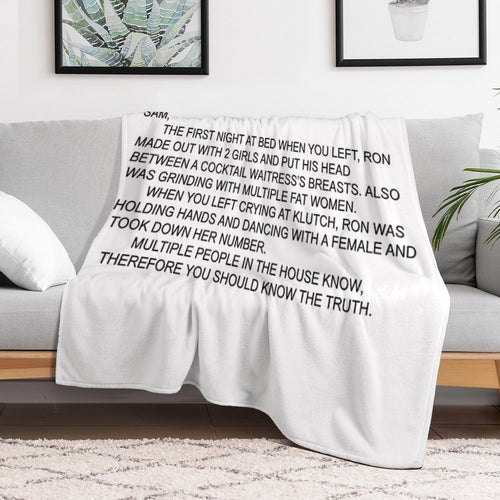 Anonymous Letter to Sammi Machine-washable Throw Blanket