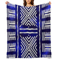 Blue African Mud Cloth Design Lightweight Throw Blanket