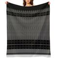 Geometric Ethnic Pattern Oriental in Black And Gray Lightweight Throw Blanket