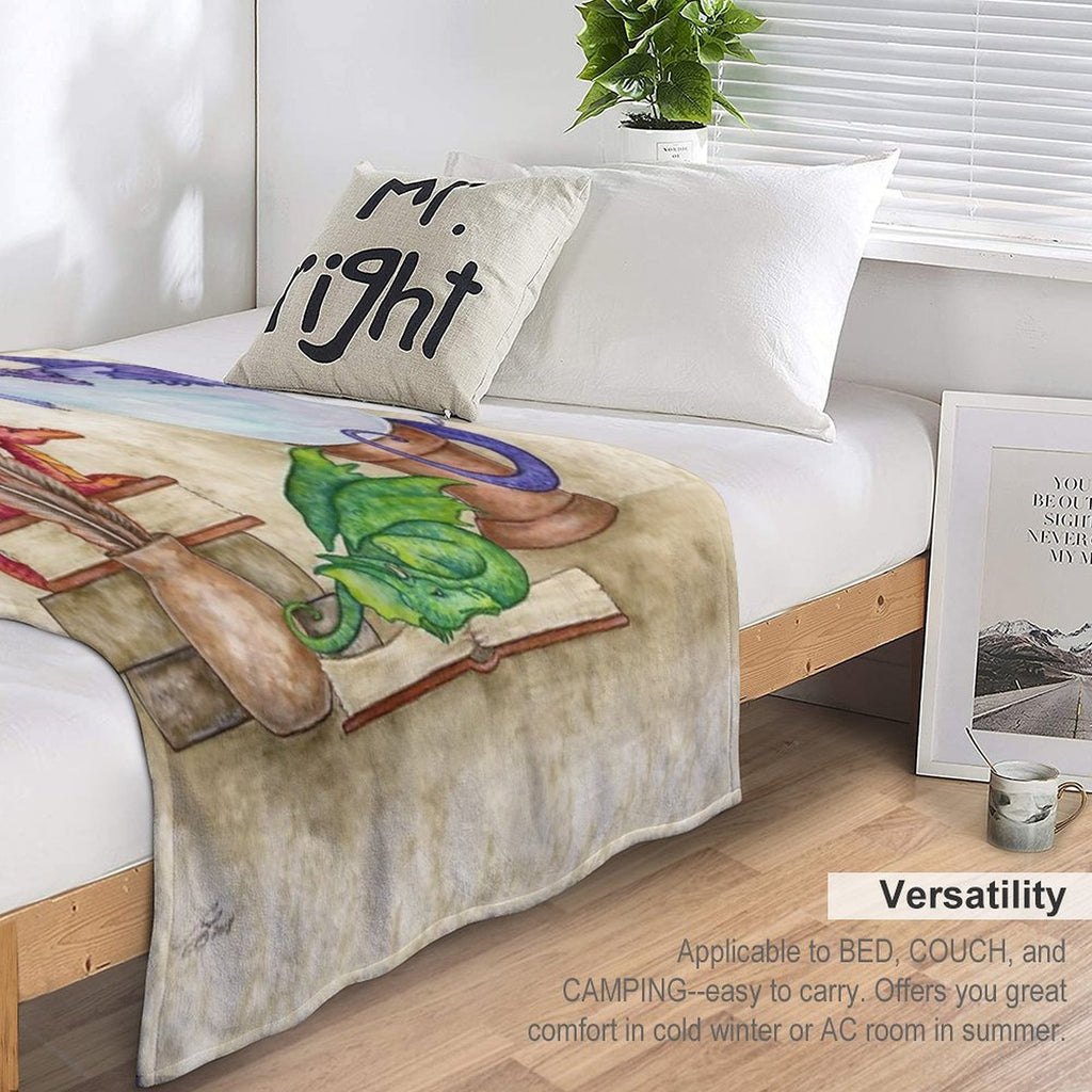 Dragons In The Library Eco-conscious Throw Blanket