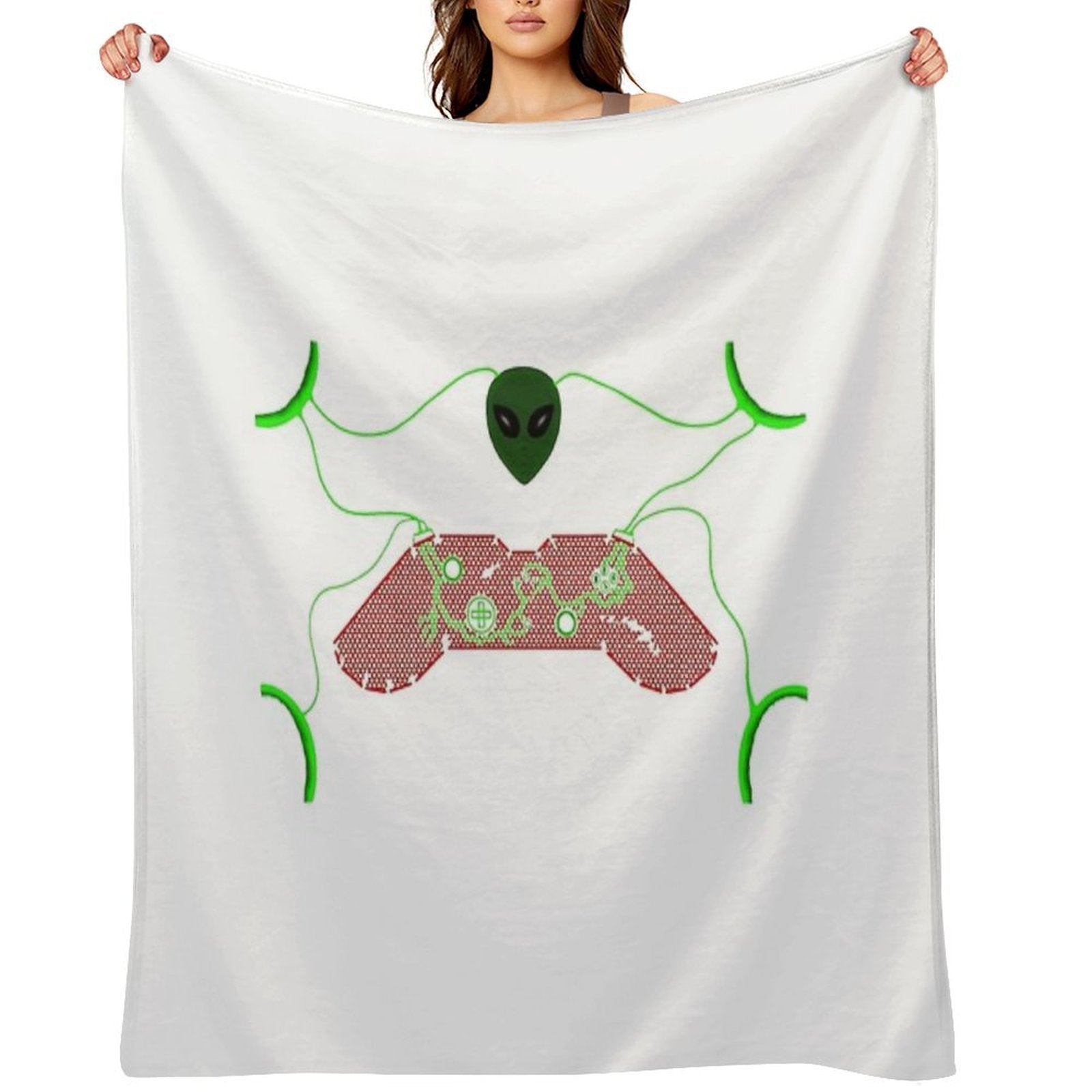 Alien Game Controller Plush Throw Blanket